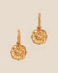 Sunflower medallion drop earrings in gold tone